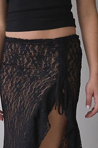 I.AM.GIA Emilia Asymmetric Ruffle Slit Lace Maxi Skirt