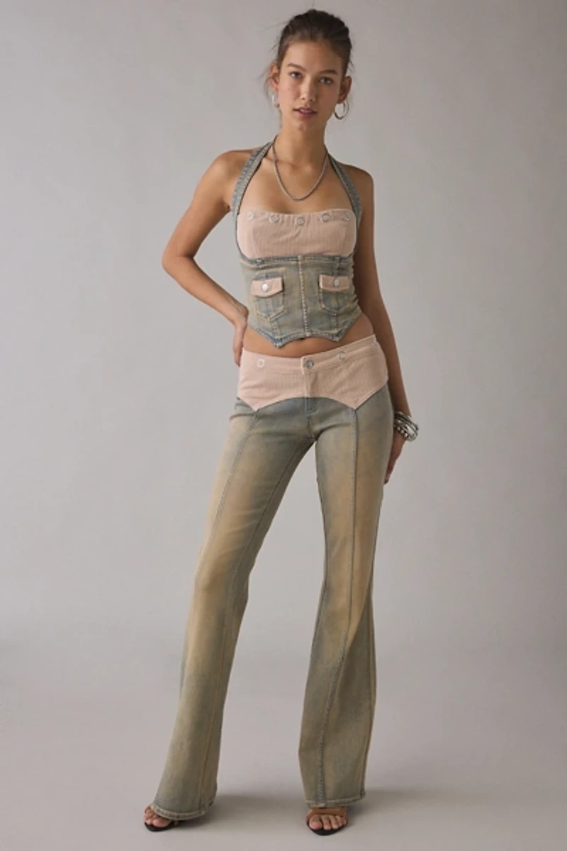 I.AM.GIA Tommie Halter Neck Denim Corset Top