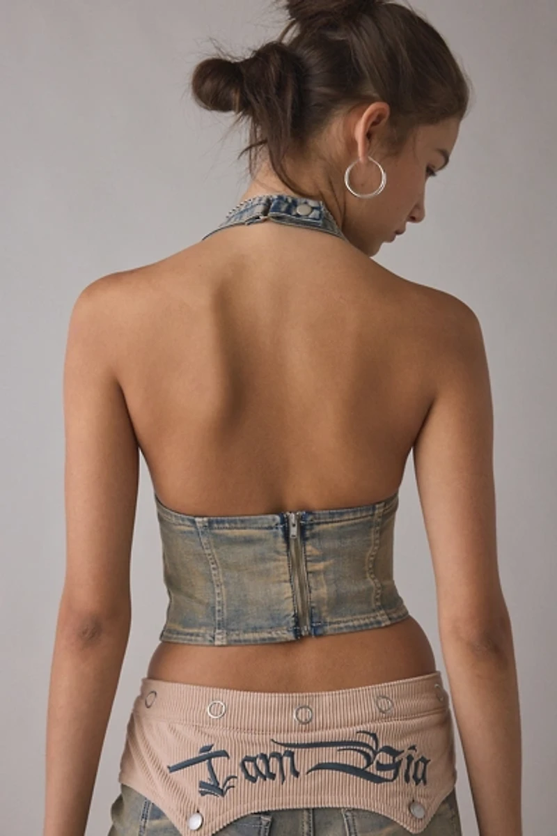 I.AM.GIA Tommie Halter Neck Denim Corset Top