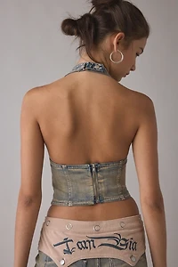 I.AM.GIA Tommie Halter Neck Denim Corset Top