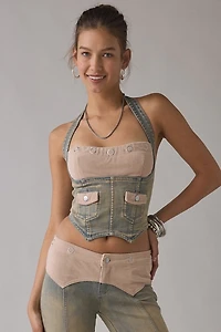 I.AM.GIA Tommie Halter Neck Denim Corset Top