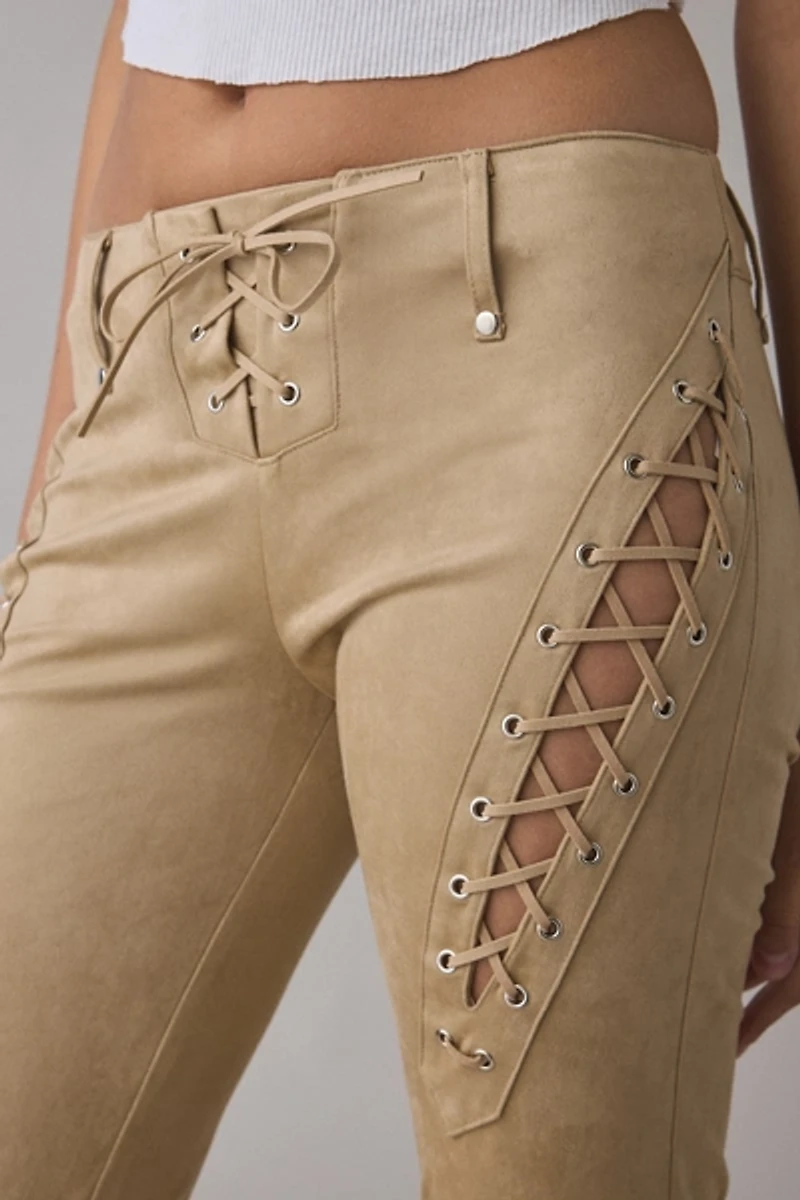 I.AM.GIA Xenia Lace-Up Faux Suede Flare Pant