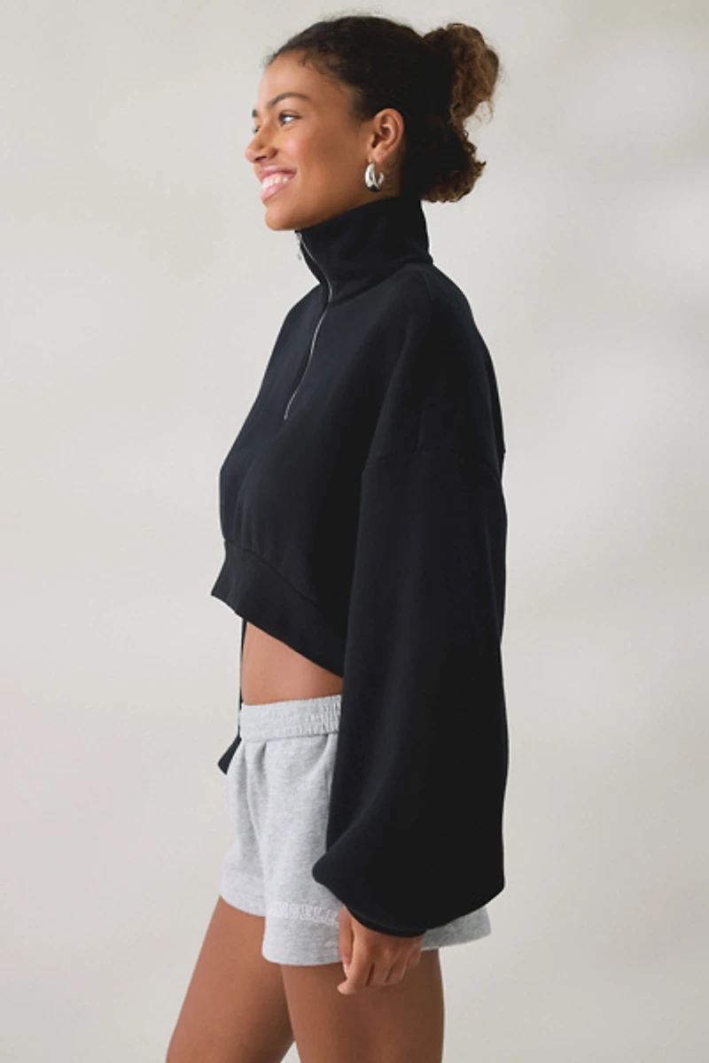 Out From Under Take It Easy Cropped Quarter Zip Pullover