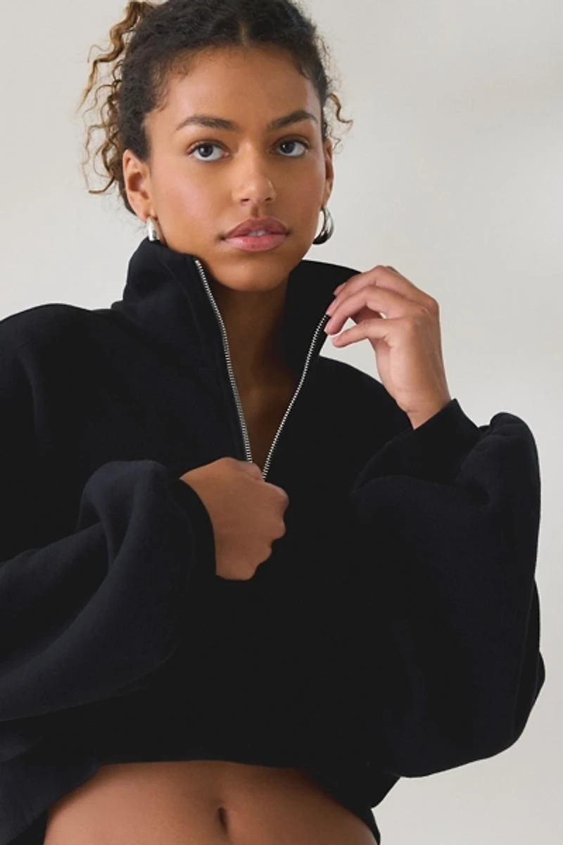 Out From Under Take It Easy Cropped Quarter Zip Pullover