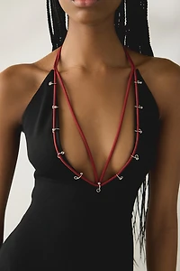 I.AM.GIA. Onyx Lace-Up Grommet Halter Neck Mini Dress