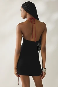 I.AM.GIA. Onyx Lace-Up Grommet Halter Neck Mini Dress
