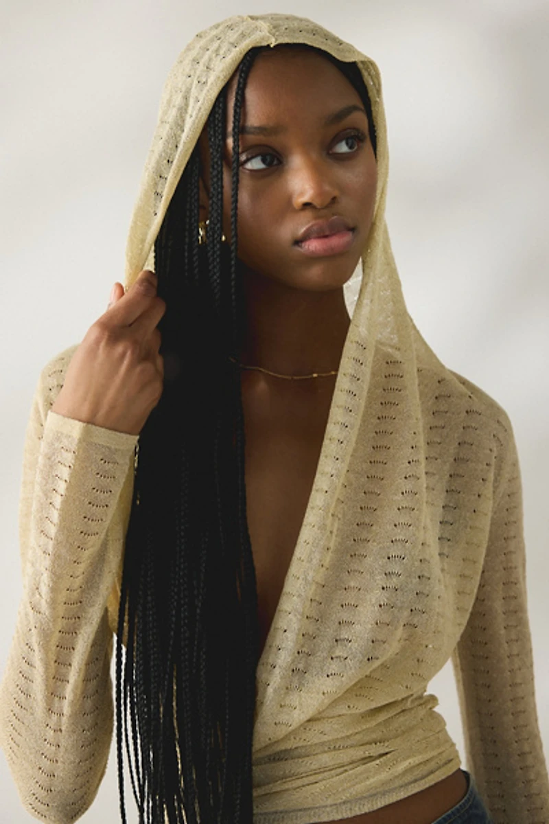 I.AM.GIA. Irina Knit Hooded Long Sleeve Wrap Top
