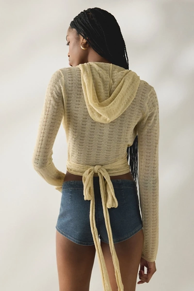 I.AM.GIA. Irina Knit Hooded Long Sleeve Wrap Top