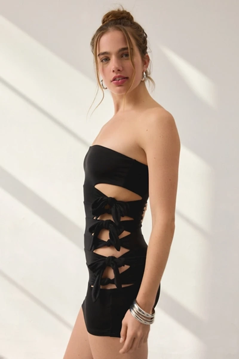 I.AM.GIA. Harli Asymmetric Cutout Side-Tie Tube Mini Dress
