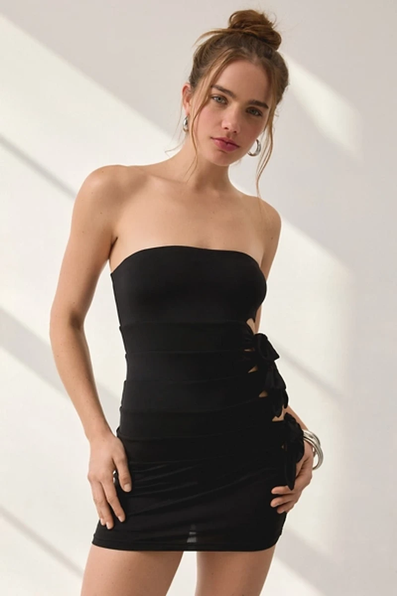 I.AM.GIA. Harli Asymmetric Cutout Side-Tie Tube Mini Dress
