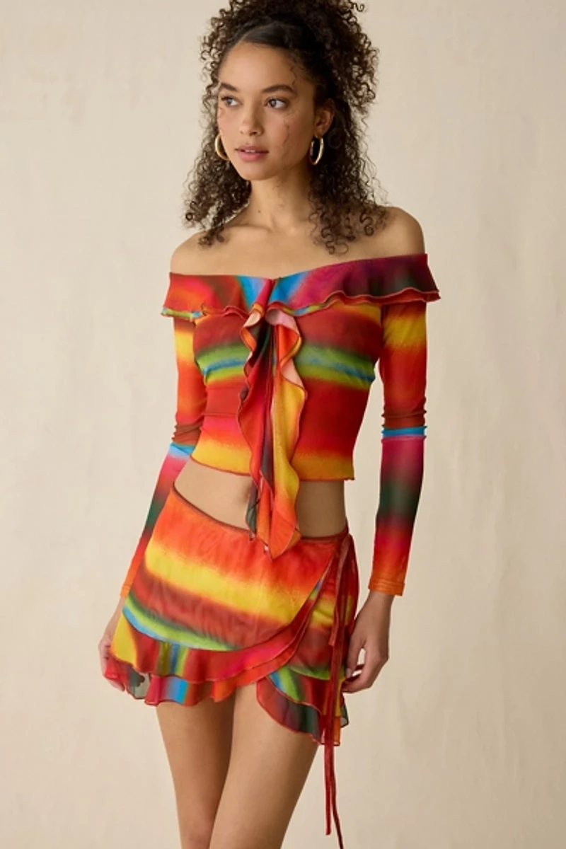 I.AM.GIA. Marishka Ruffle Mesh Wrap Mini Skirt