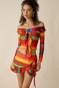I.AM.GIA. Marishka Ruffle Mesh Wrap Mini Skirt
