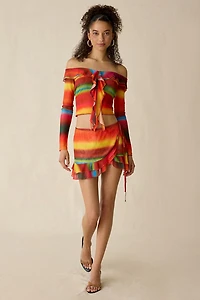 I.AM.GIA. Marishka Ruffle Mesh Wrap Mini Skirt