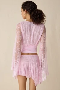 I.AM.GIA. Stevie Sheer Lace Bell Sleeve Crop Top