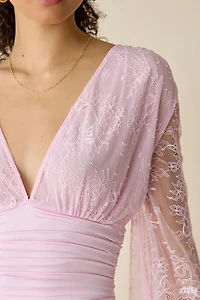 I.AM.GIA. Stevie Sheer Lace Bell Sleeve Crop Top