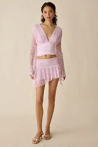 I.AM.GIA. Stevie Sheer Lace Asymmetric Mini Skirt