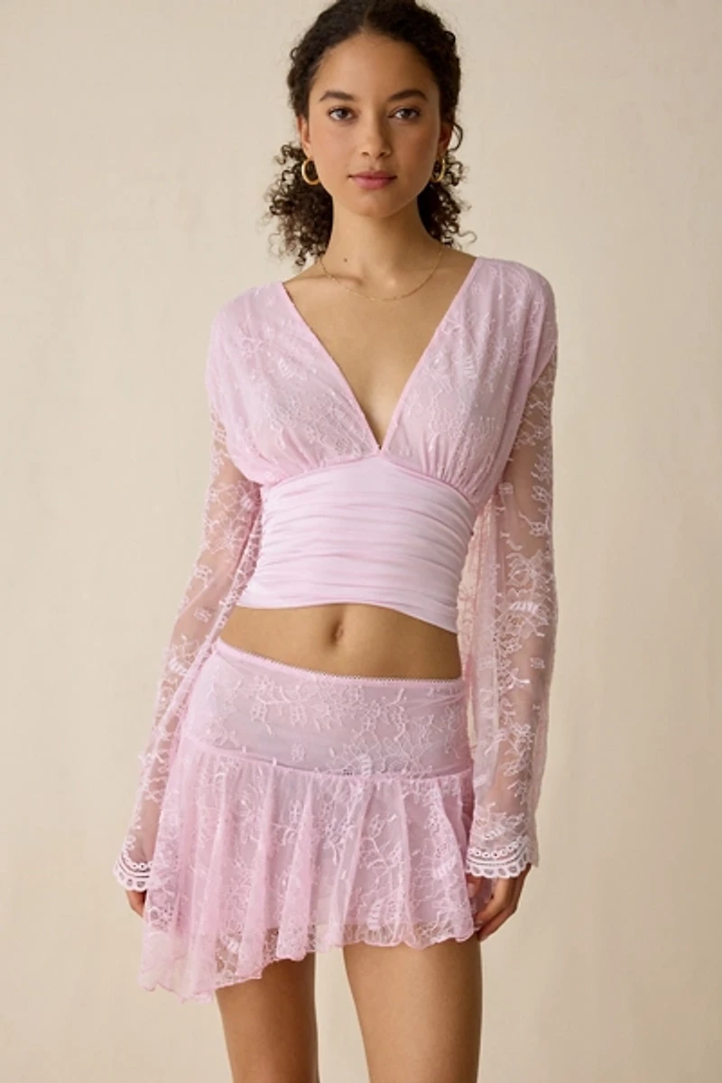 I.AM.GIA. Stevie Sheer Lace Asymmetric Mini Skirt