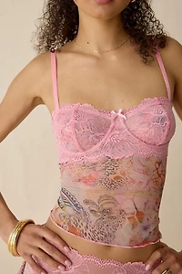 I.AM.GIA. Silo Mesh Lace Trim Cami Top