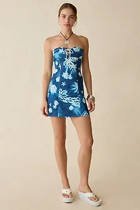 BDG Surfs Up Lace-Up Strapless Denim Mini Dress