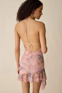 I.AM.GIA. Vira Mesh Ruffle Halter Neck Mini Dress