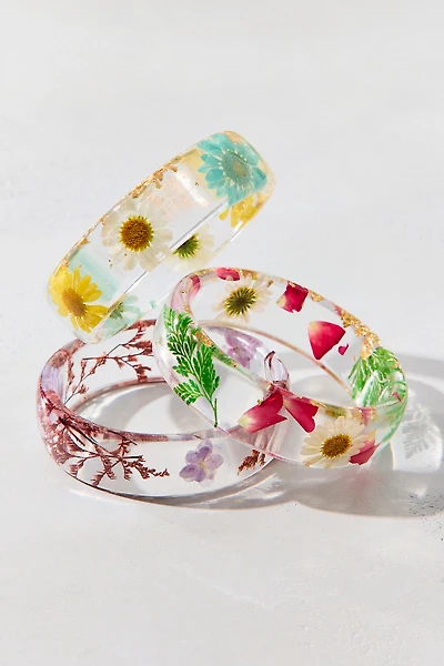 Bloom Flower Chunky Acrylic Bangle Bracelet