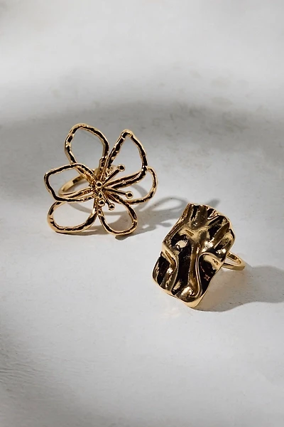 Bloom Flower Statement Ring Set