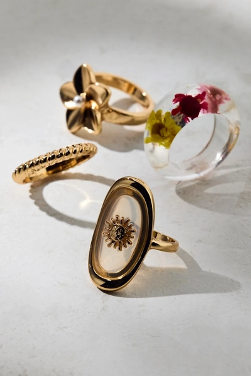 Bloom Flower Eclectic Ring Set