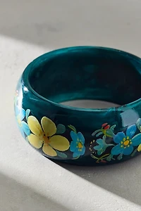 Dahlia Painted Floral Bangle Bracelet