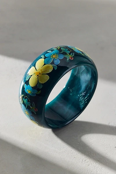 Dahlia Painted Floral Bangle Bracelet
