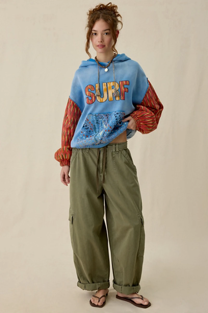 BDG Bayside Graphic Patchwork Oversized Hoodie Sweatshirt