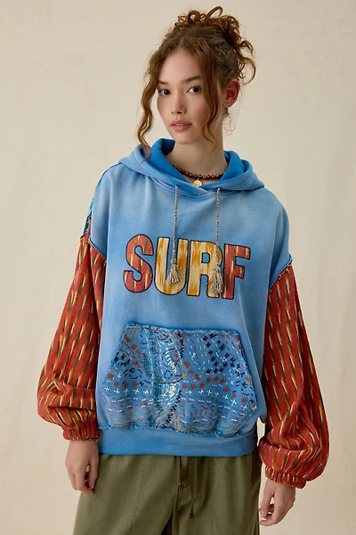 BDG Bayside Graphic Patchwork Oversized Hoodie Sweatshirt