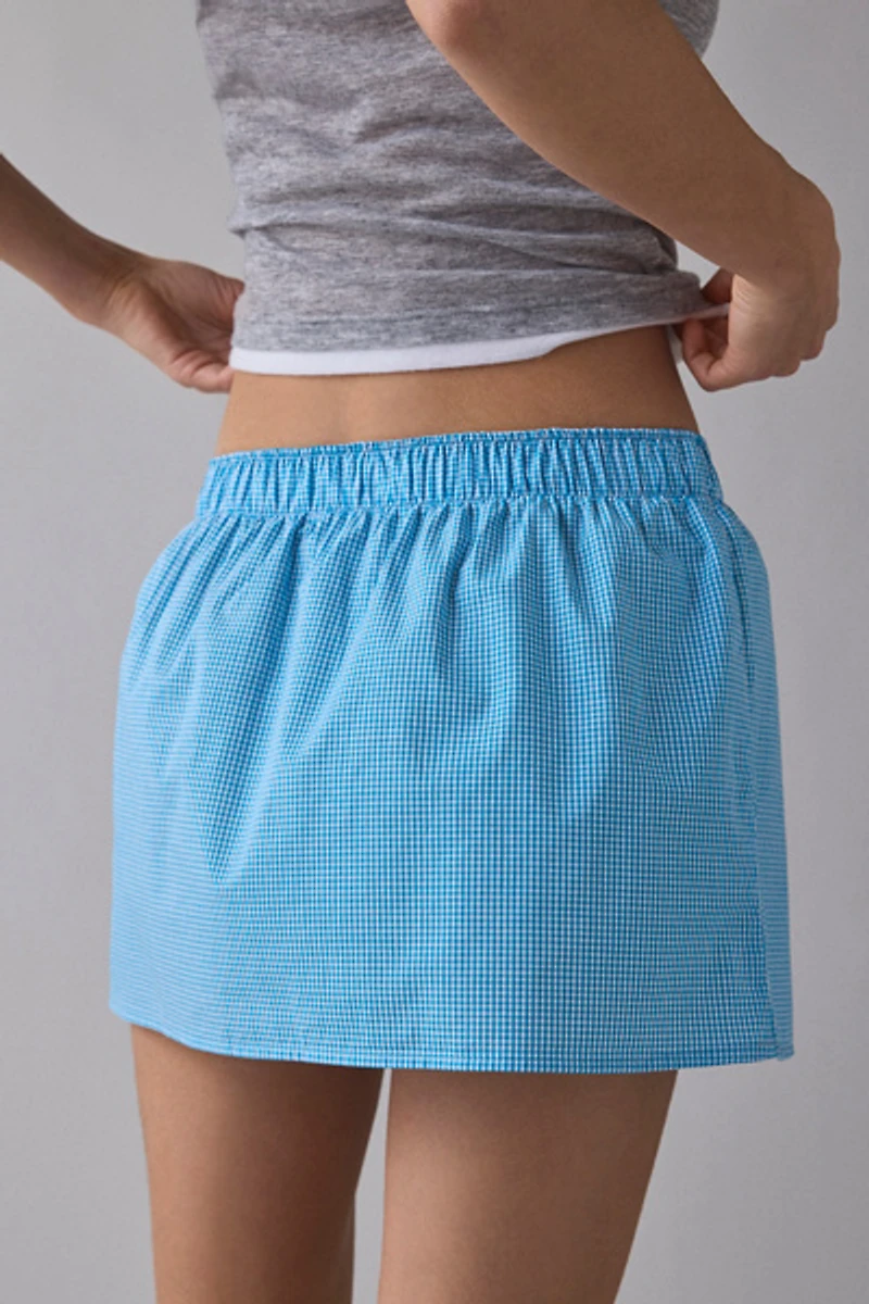 ReMADE By UO Remnants Low-Rise Boxer Mini Skirt