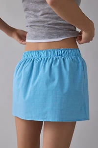 ReMADE By UO Remnants Low-Rise Boxer Mini Skirt