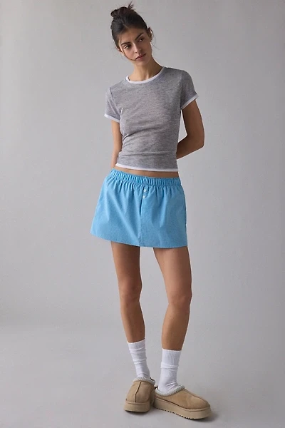 ReMADE By UO Remnants Low-Rise Boxer Mini Skirt