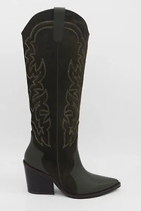 Stivali Getty Western Knee-High Tall Suede Leather Boots