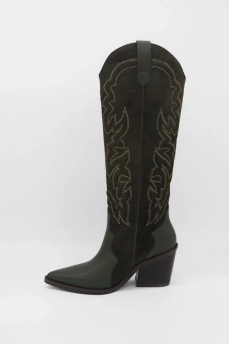 Stivali Getty Western Knee-High Tall Suede Leather Boots