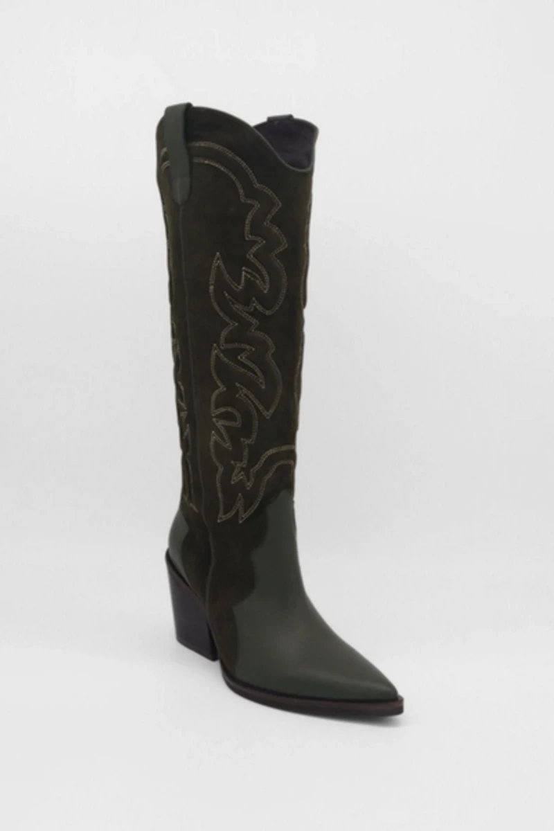 Stivali Getty Western Knee-High Tall Suede Leather Boots