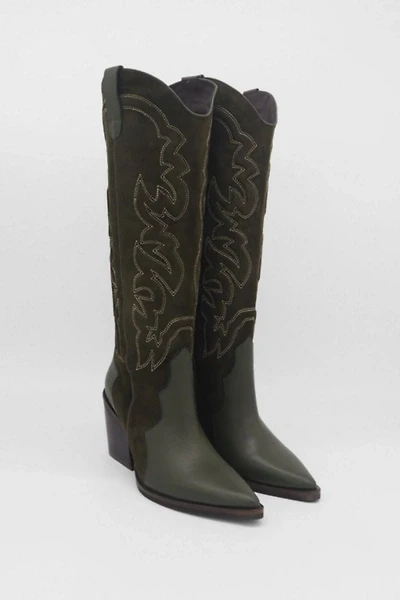 Stivali Getty Western Knee-High Tall Suede Leather Boots