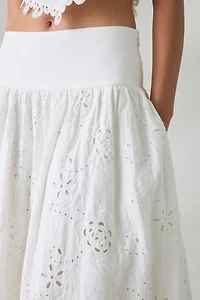 En Saison Analise Eyelet Lace Drop Waist Maxi Skirt