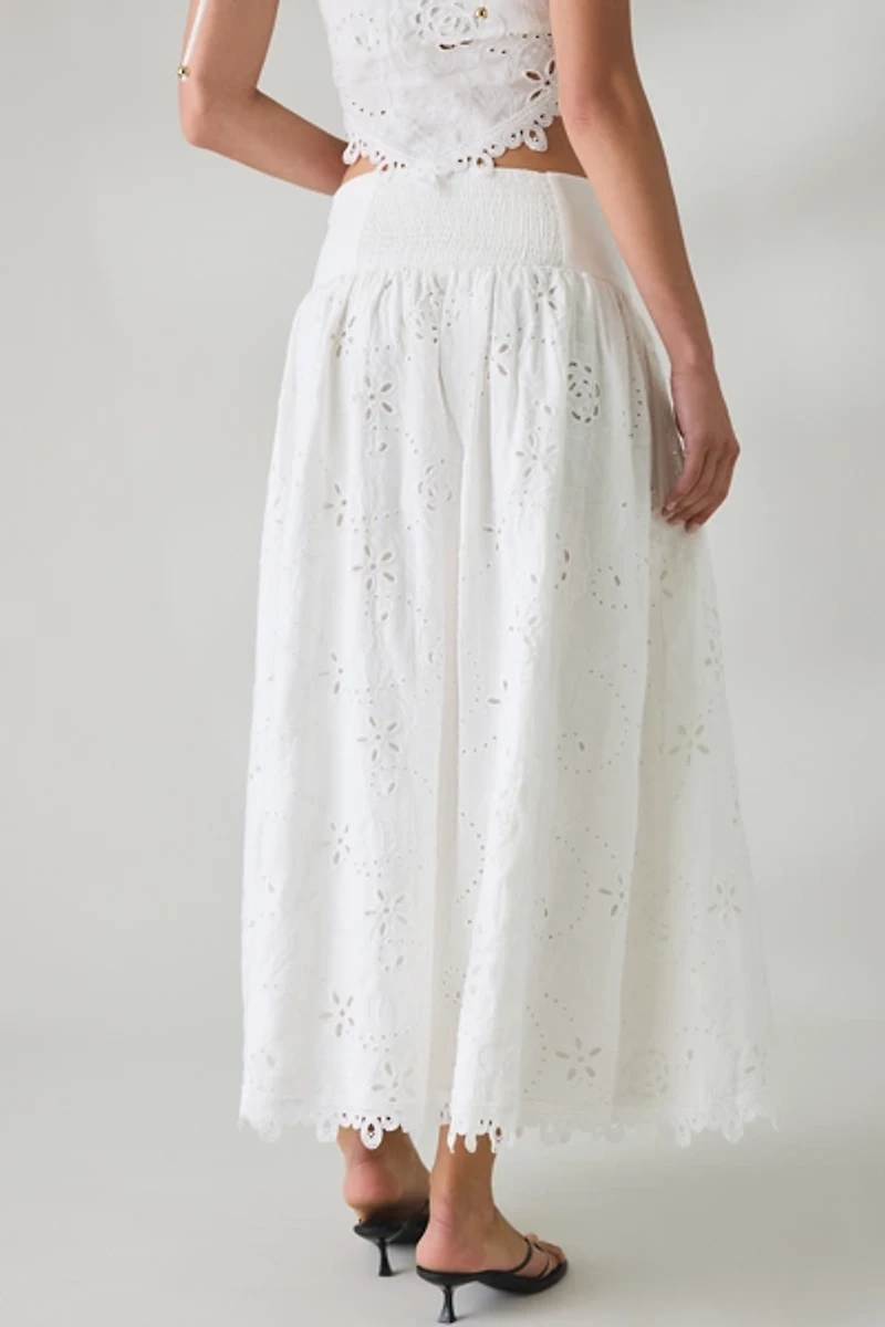En Saison Analise Eyelet Lace Drop Waist Maxi Skirt
