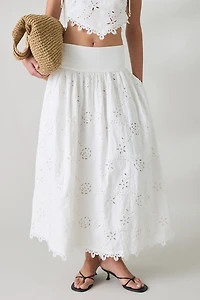 En Saison Analise Eyelet Lace Drop Waist Maxi Skirt