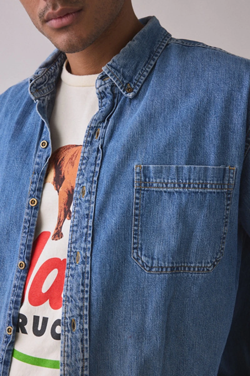 ReMADE By UO 3/4 Sleeve Denim Shirt