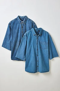 ReMADE By UO 3/4 Sleeve Denim Shirt