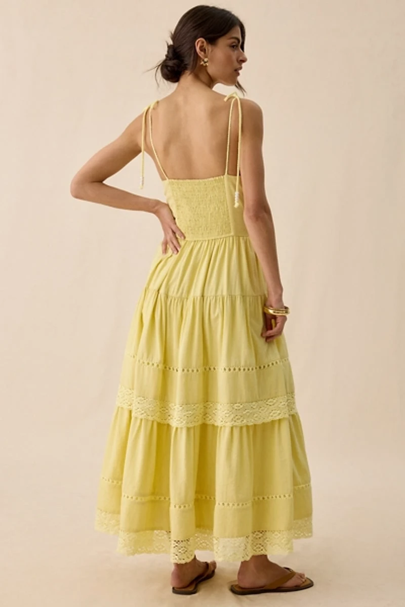En Saison Shellie Lace Trim Corset Maxi Dress