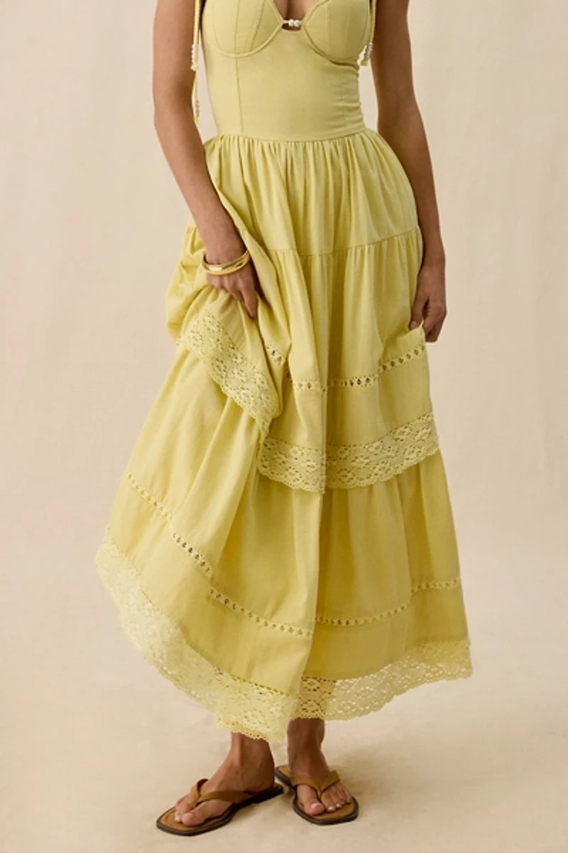 En Saison Shellie Lace Trim Corset Maxi Dress
