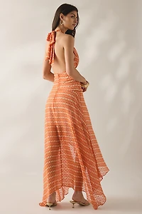 Jaquie The Label Lexi Asymmetric High-Low Halter Neck Maxi Dress