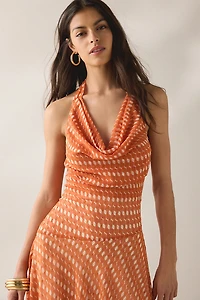 Jaquie The Label Lexi Asymmetric High-Low Halter Neck Maxi Dress