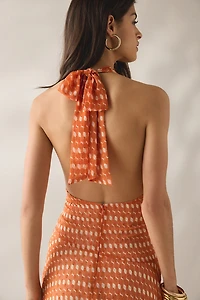 Jaquie The Label Lexi Asymmetric High-Low Halter Neck Maxi Dress