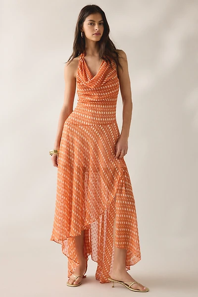 Jaquie The Label Lexi Asymmetric High-Low Halter Neck Maxi Dress