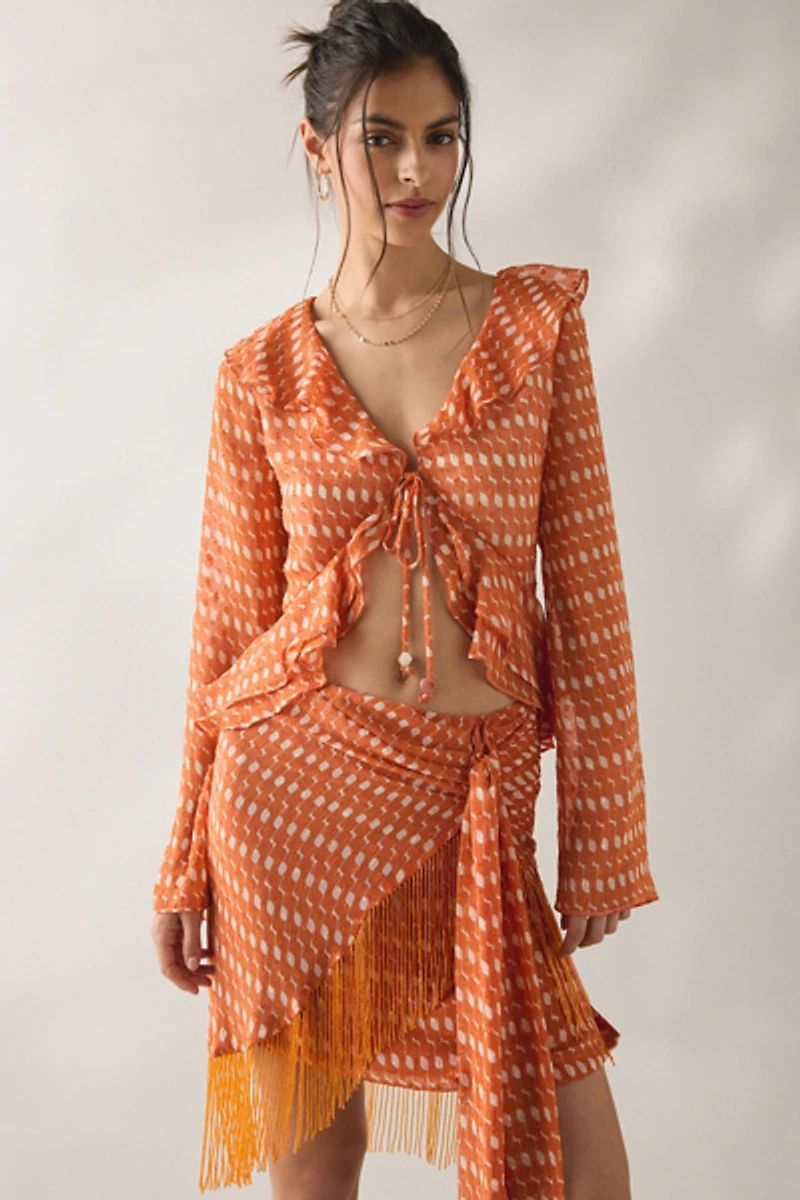 Jacquie The Label Ruffle Long Sleeve Flyaway Top